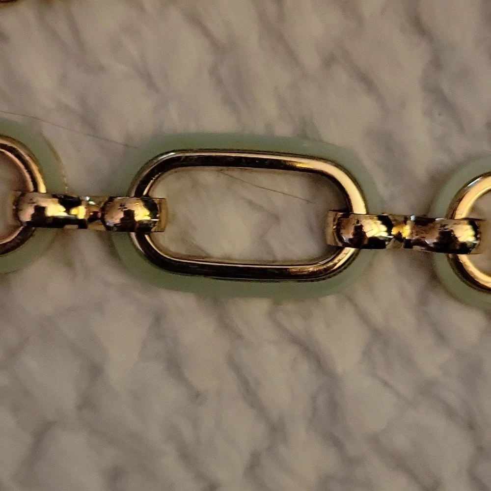 Apt.9 gold & light blue metal chain belt adjustable Size M/L. NEW with tags